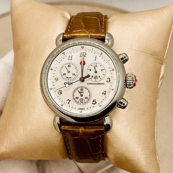 EUC Michele CSX 36mm Stainless Steel Chronograph Watch w/ Alligator Strap - Picture 4 of 16